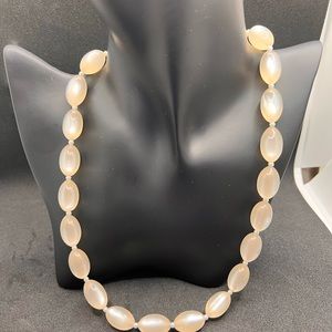 Vintage Moonglow Lucite Necklace Off White Signed JAPAN